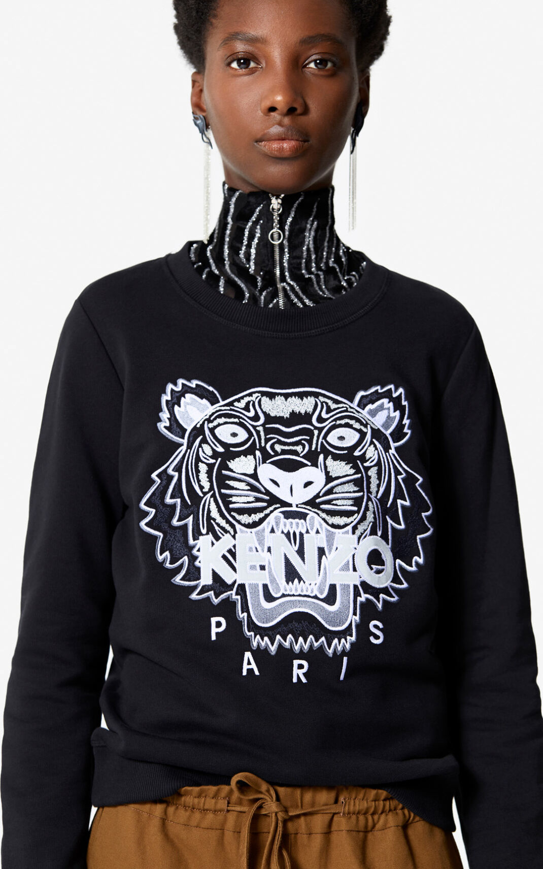 Kenzo Tiger Sweatshirt Bayan Siyah | 7831-ZIXHW